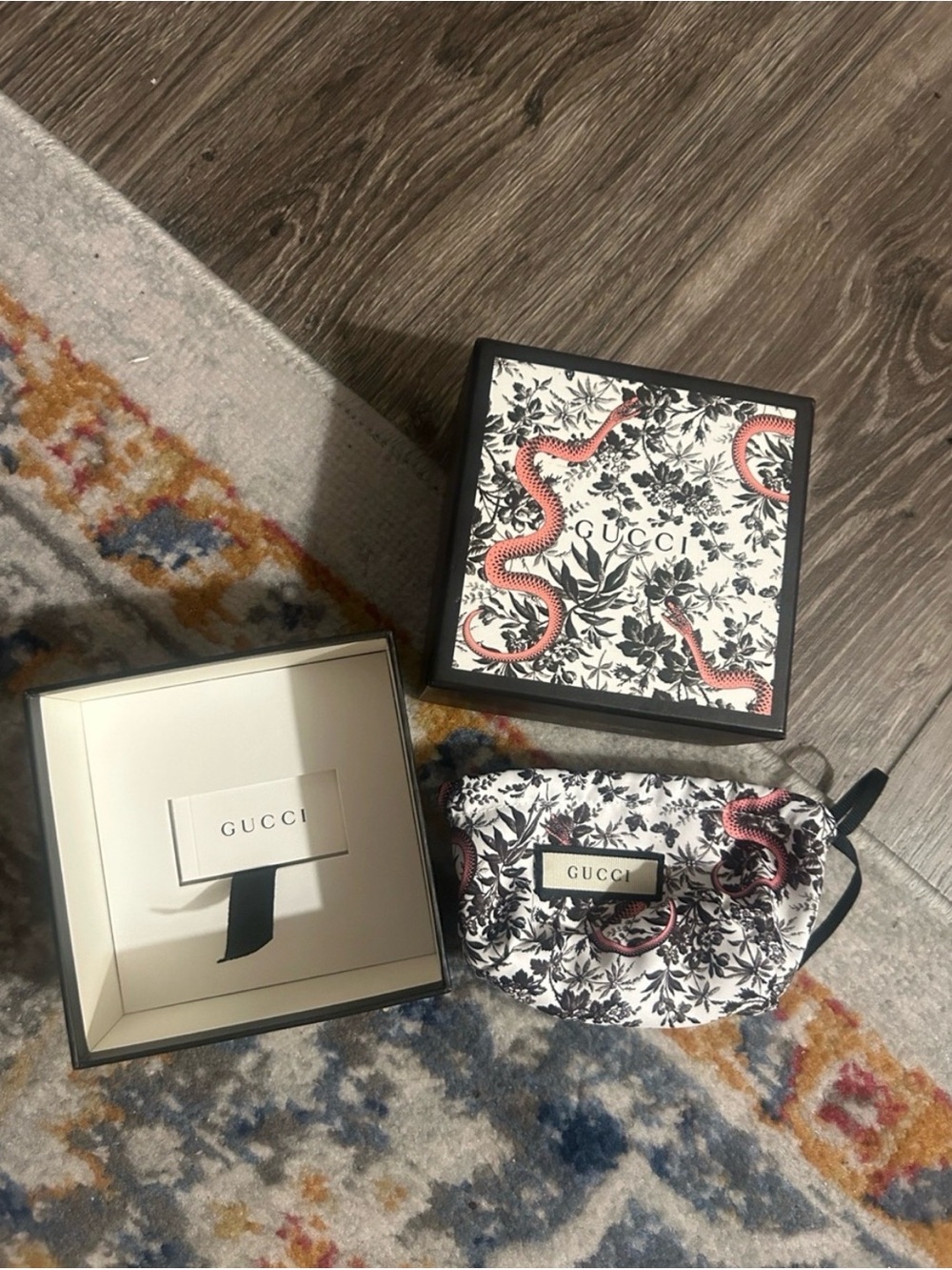 Gucci Black, White & Pink Snake Print Sunglasses Pouch with Box- Box Only - Picture 7 of 7